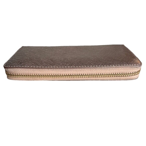 Tory Burch Robinson Continental Large Accordion Zip Wallet Rose Gold Shiny - Picture 5 of 14